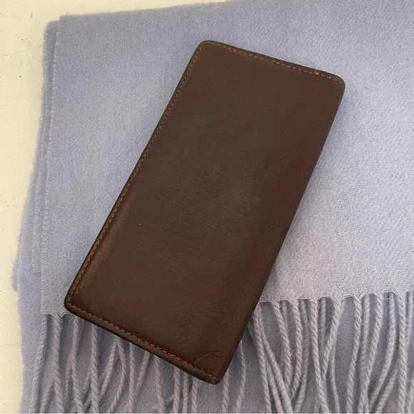 YSL• VTG Leather Pocket Secretary Wallet & Wool/Cashmere Scarf Accessory Bundle